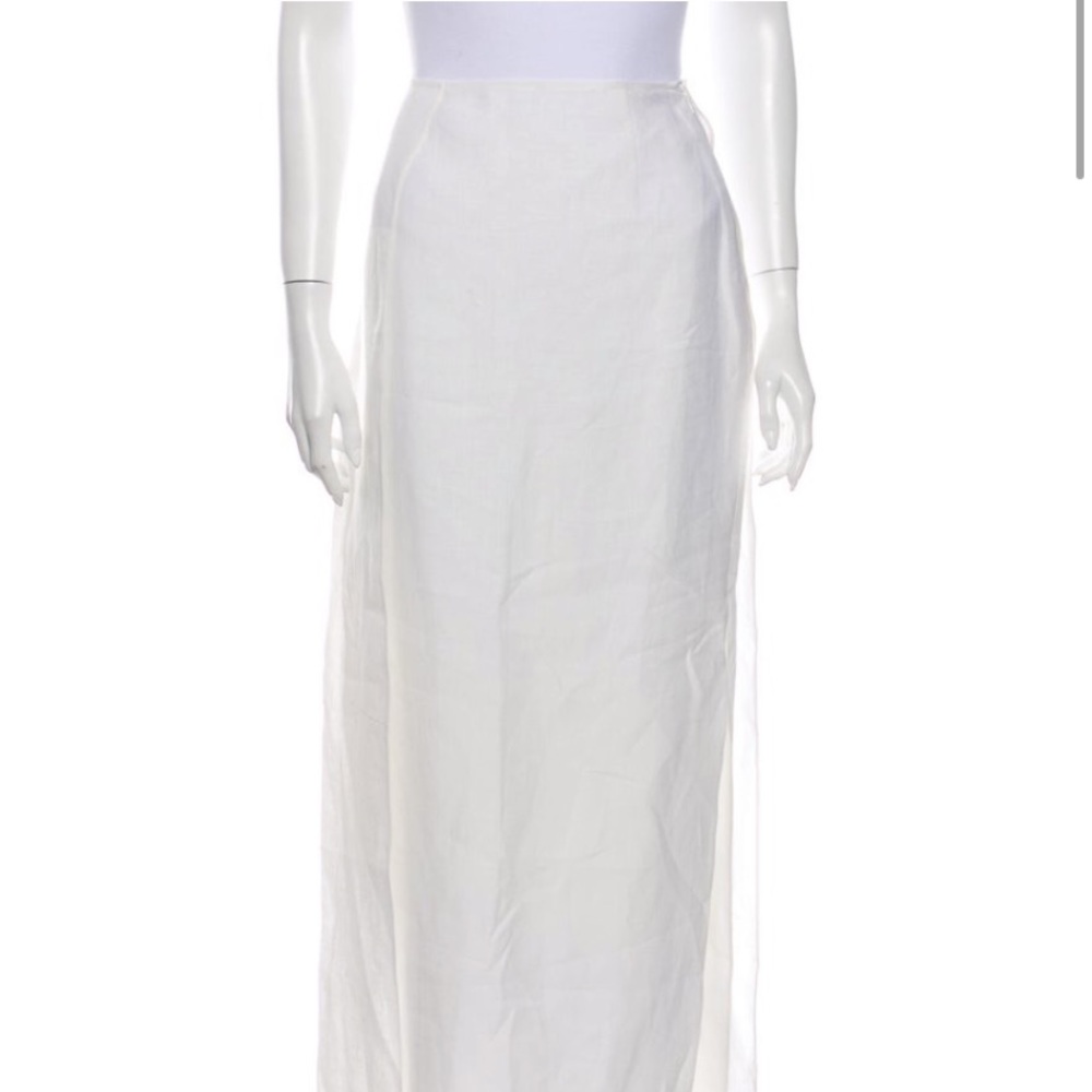 Lafayette linen midi skirt.